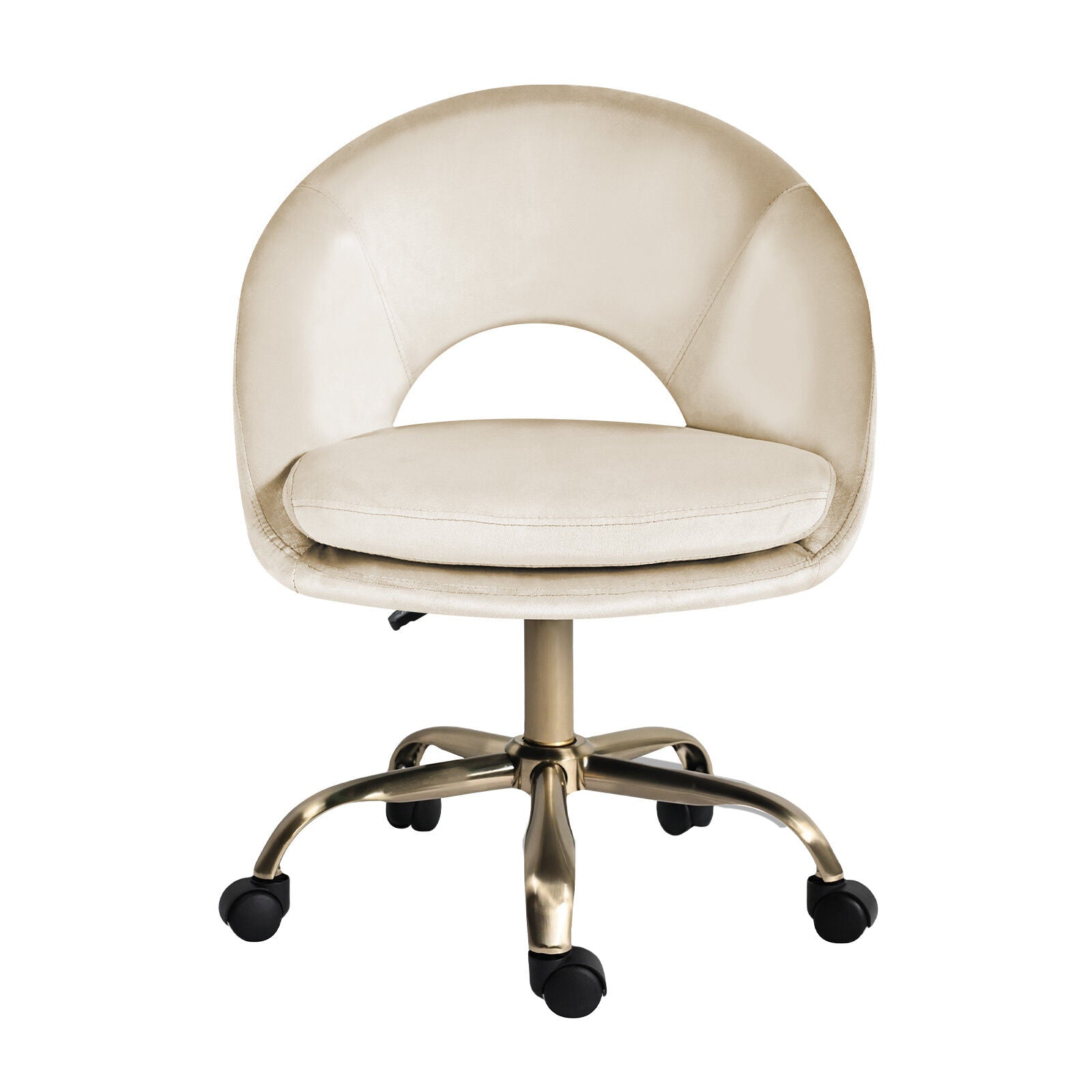 Office Desk Chair - Velvet Home Office Swivel Computer Seat COVE CREAM V274-FT-VOC-004GD-CR