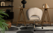 Office Desk Chair - Velvet Home Office Swivel Computer Seat COVE CREAM V274-FT-VOC-004GD-CR