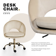 Office Desk Chair - Velvet Home Office Swivel Computer Seat COVE CREAM V274-FT-VOC-004GD-CR