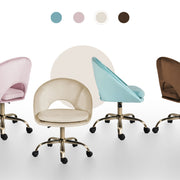 Office Desk Chair - Velvet Home Office Swivel Computer Seat COVE CREAM V274-FT-VOC-004GD-CR