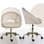 Office Desk Chair - Velvet Home Office Swivel Computer Seat COVE CREAM V274-FT-VOC-004GD-CR