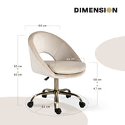 Office Desk Chair - Velvet Home Office Swivel Computer Seat COVE CREAM V274-FT-VOC-004GD-CR
