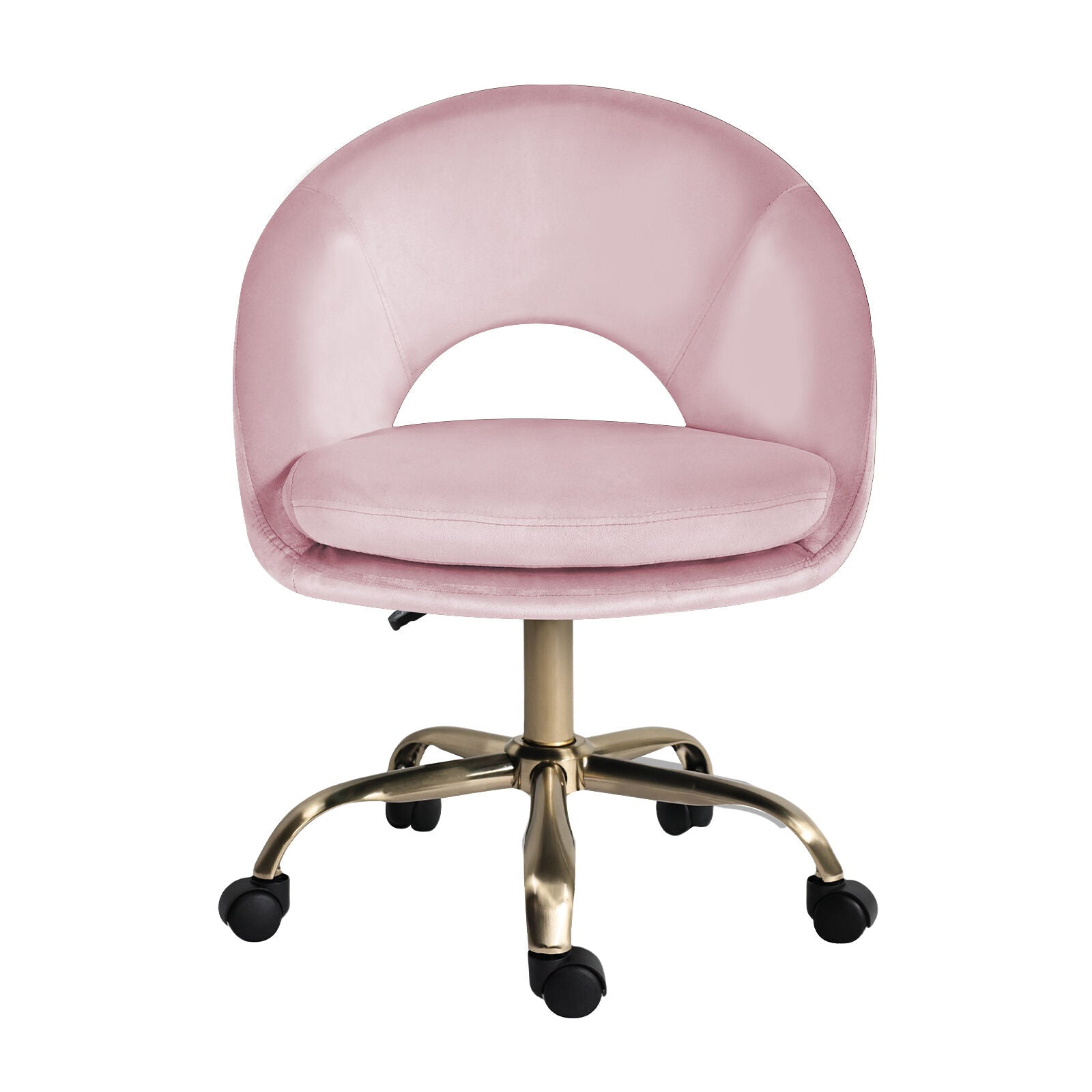 Office Desk Chair - Velvet Home Office Swivel Computer Seat COVE PINK V274-FT-VOC-004GD-PK