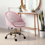 Office Desk Chair - Velvet Home Office Swivel Computer Seat COVE PINK V274-FT-VOC-004GD-PK