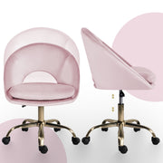 Office Desk Chair - Velvet Home Office Swivel Computer Seat COVE PINK V274-FT-VOC-004GD-PK