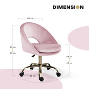 Office Desk Chair - Velvet Home Office Swivel Computer Seat COVE PINK V274-FT-VOC-004GD-PK
