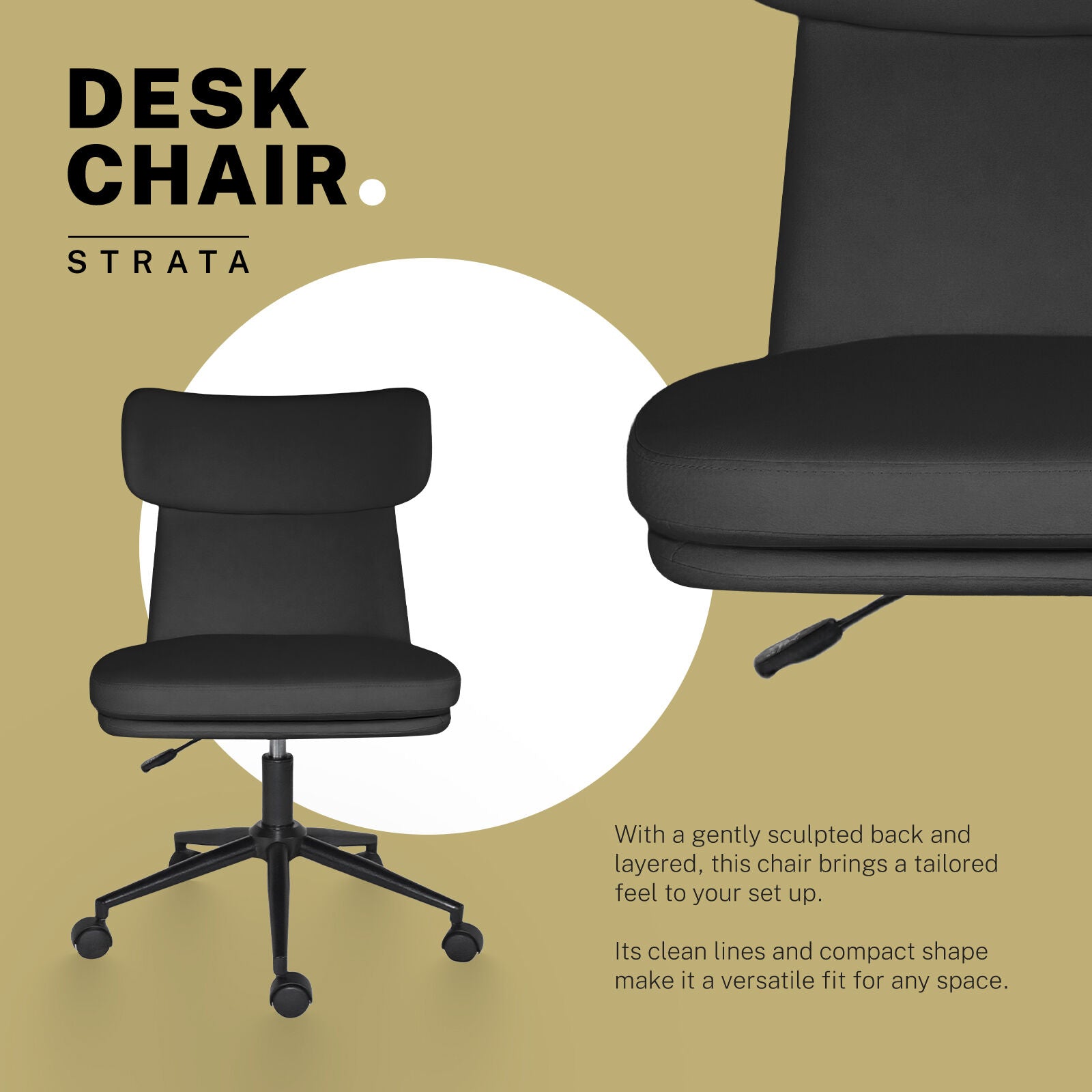 Office Desk Chair - PU Leather Home Office Swivel Chair Computer Seat BLACK V274-FT-VOC-005BK-BK