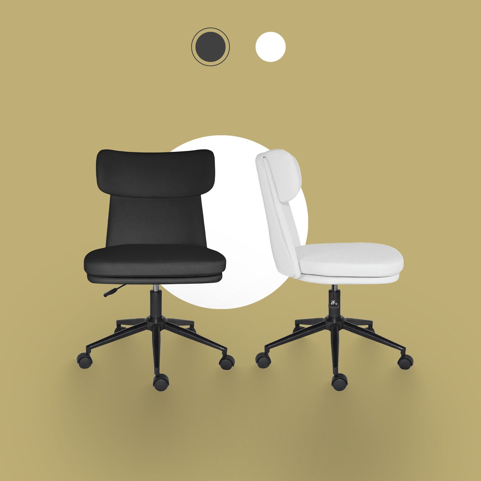 Office Desk Chair - PU Leather Home Office Swivel Chair Computer Seat BLACK V274-FT-VOC-005BK-BK