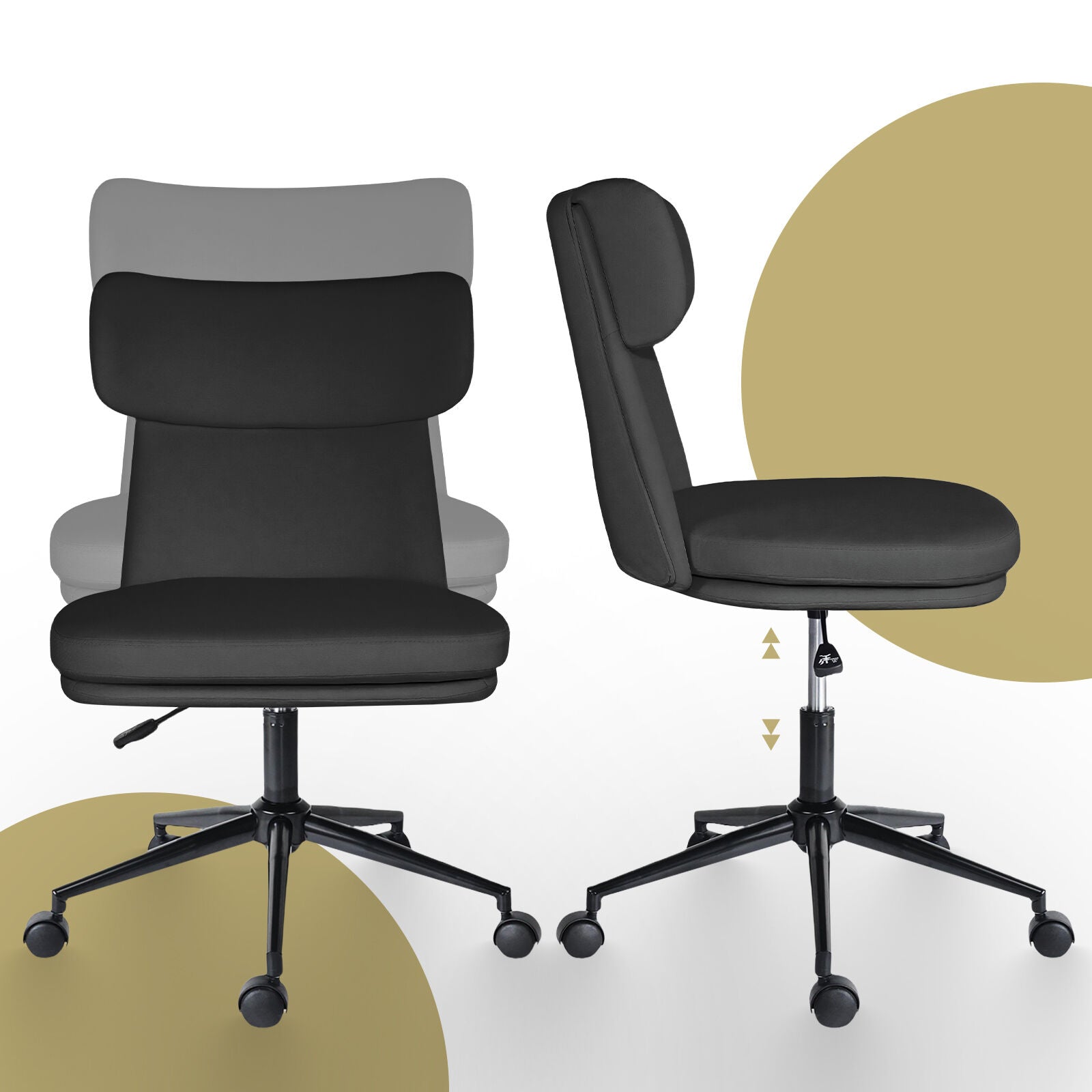 Office Desk Chair - PU Leather Home Office Swivel Chair Computer Seat BLACK V274-FT-VOC-005BK-BK