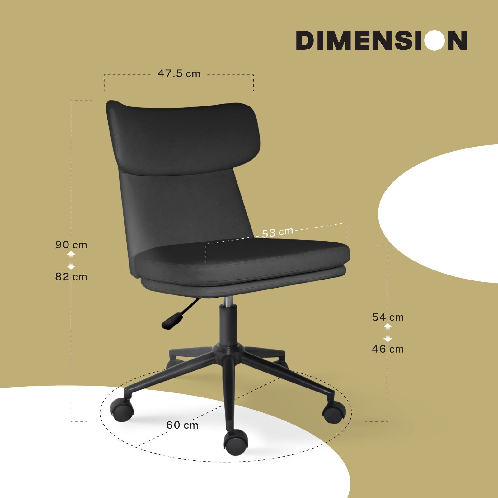 Office Desk Chair - PU Leather Home Office Swivel Chair Computer Seat BLACK V274-FT-VOC-005BK-BK