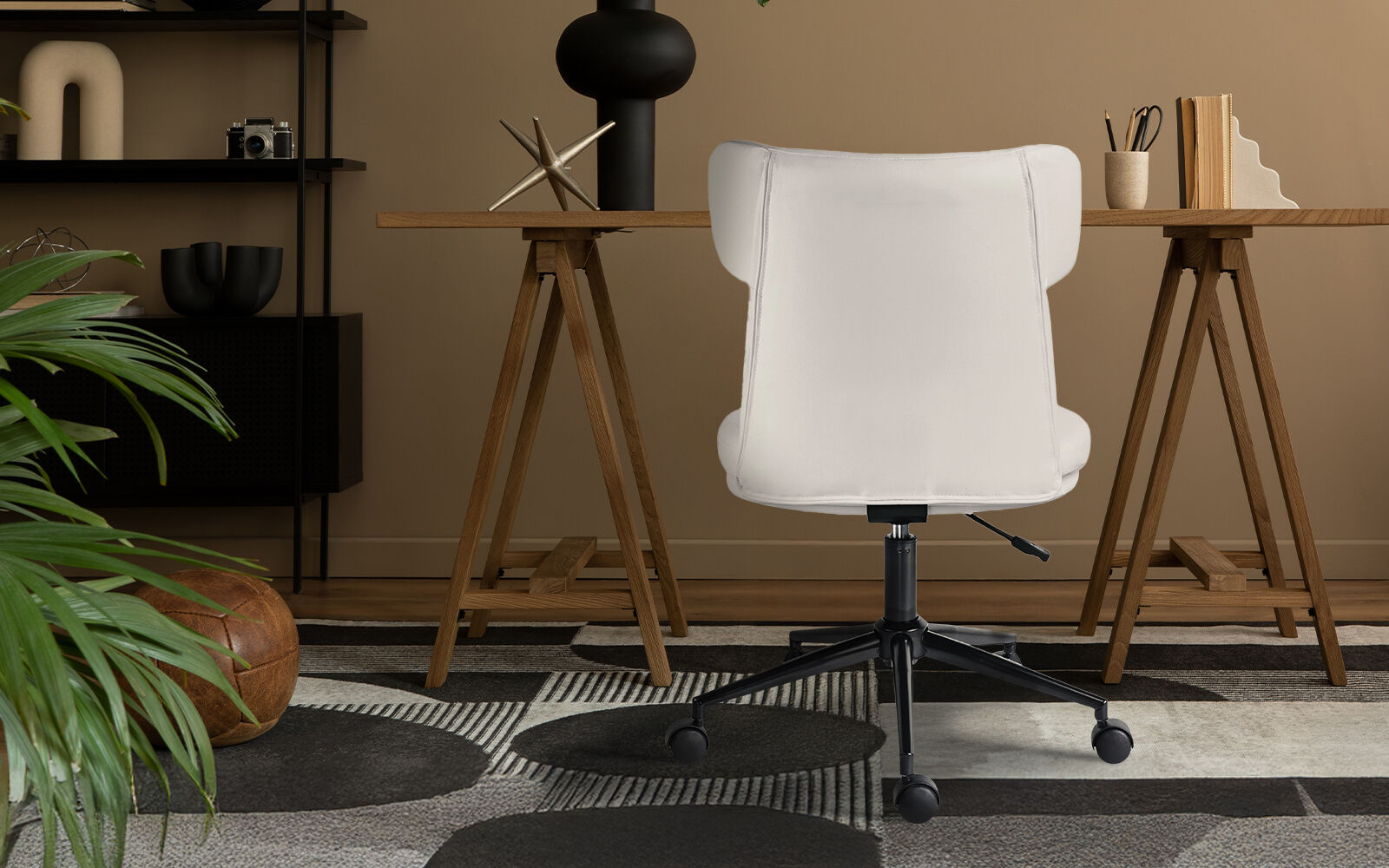 Office Desk Chair - PU Leather Home Office Swivel Chair Computer Seat WHITE V274-FT-VOC-005BK-WH