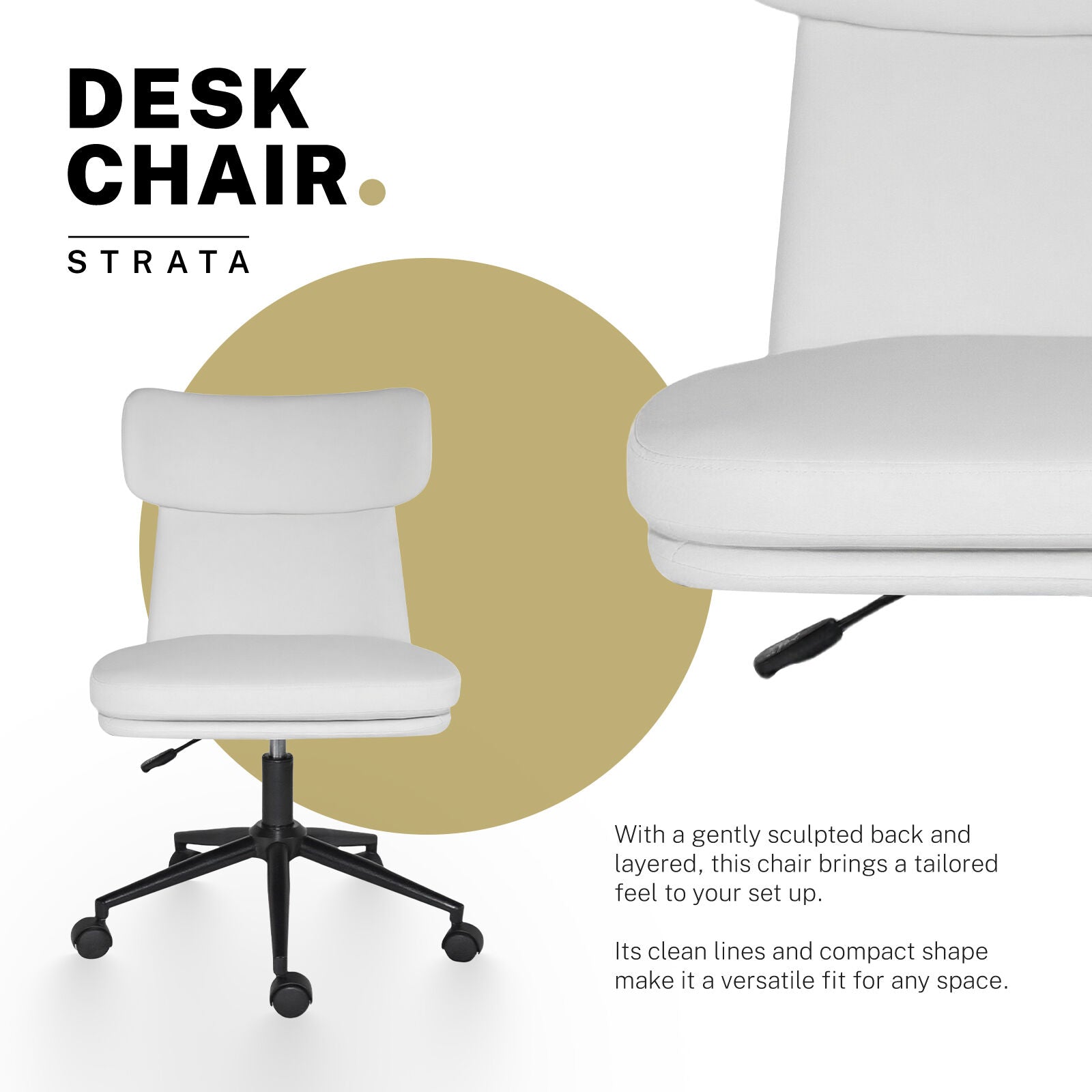 Office Desk Chair - PU Leather Home Office Swivel Chair Computer Seat WHITE V274-FT-VOC-005BK-WH