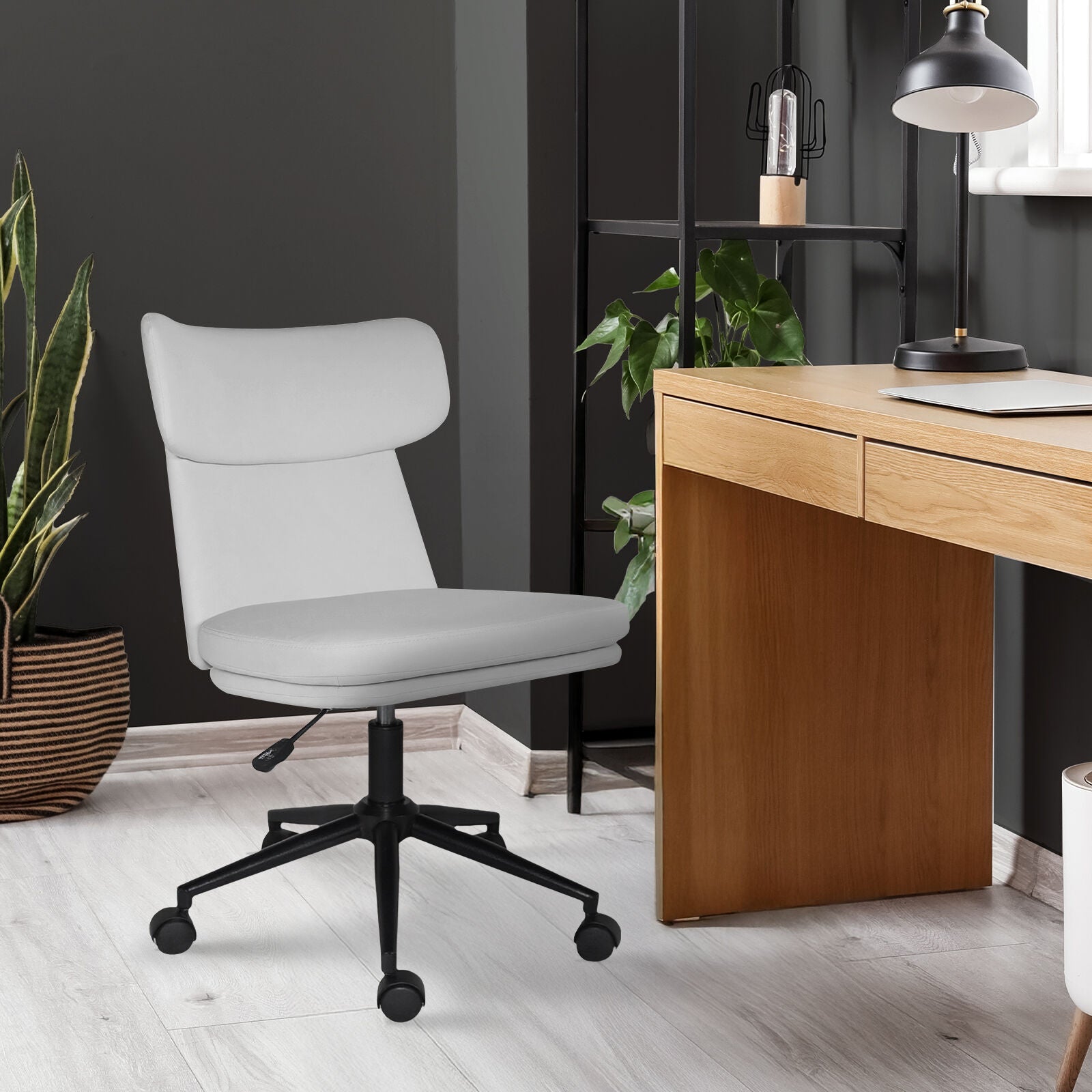 Office Desk Chair - PU Leather Home Office Swivel Chair Computer Seat WHITE V274-FT-VOC-005BK-WH
