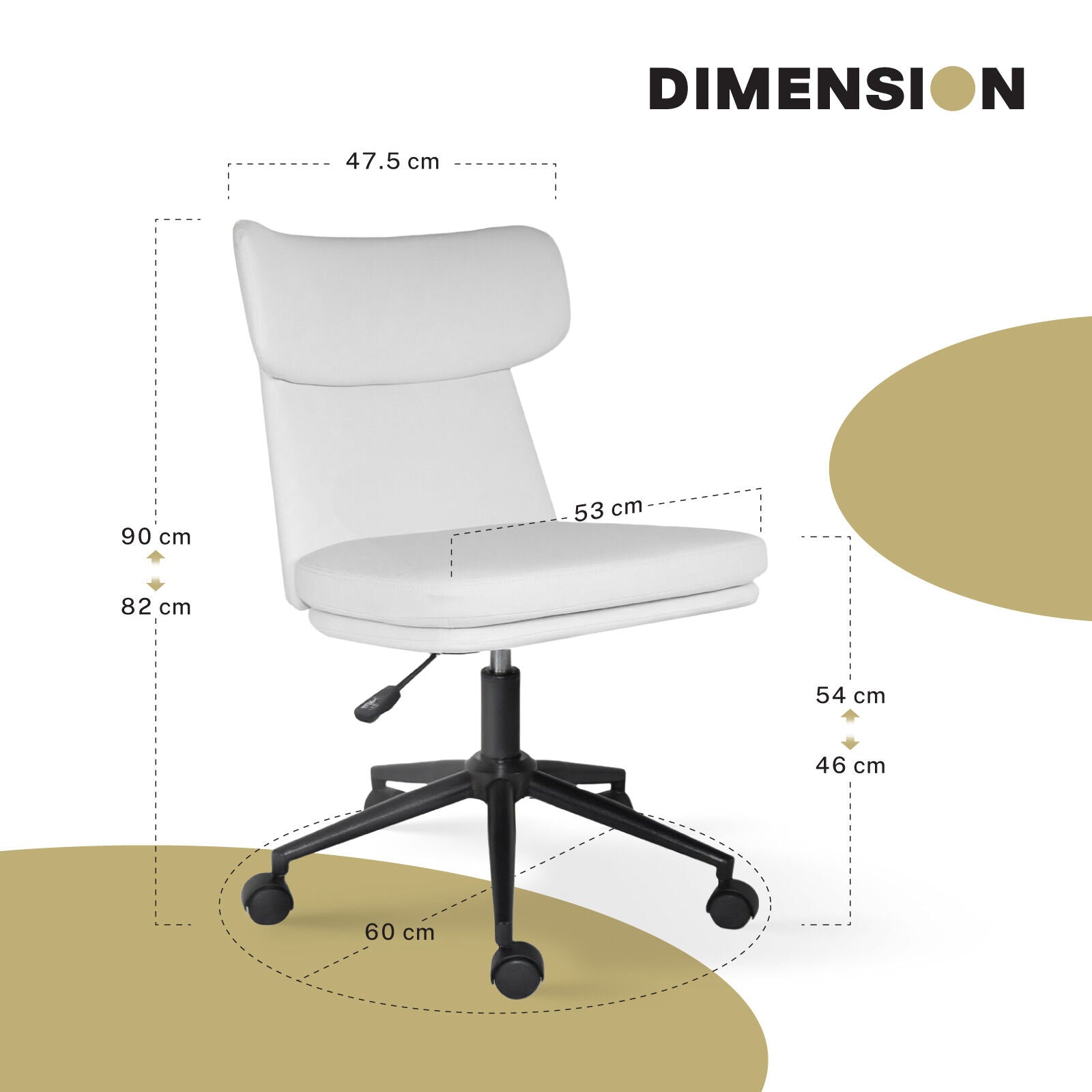 Office Desk Chair - PU Leather Home Office Swivel Chair Computer Seat WHITE V274-FT-VOC-005BK-WH