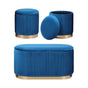 3 Piece Set Storage Ottoman - Blanket Box Velvet Padded Bench Stool FAYE BLUE V274-FT-VR-162VA-BU3
