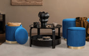 3 Piece Set Storage Ottoman - Blanket Box Velvet Padded Bench Stool FAYE BLUE V274-FT-VR-162VA-BU3