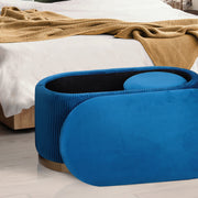 3 Piece Set Storage Ottoman - Blanket Box Velvet Padded Bench Stool FAYE BLUE V274-FT-VR-162VA-BU3