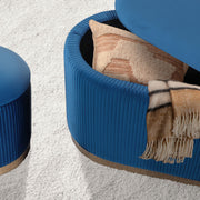 3 Piece Set Storage Ottoman - Blanket Box Velvet Padded Bench Stool FAYE BLUE V274-FT-VR-162VA-BU3