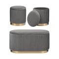 3 Piece Set Storage Ottoman - Blanket Box Velvet Padded Bench Stool FAYE GREY V274-FT-VR-162VA-GY3