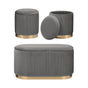 3 Piece Set Storage Ottoman - Blanket Box Velvet Padded Bench Stool FAYE GREY V274-FT-VR-162VA-GY3