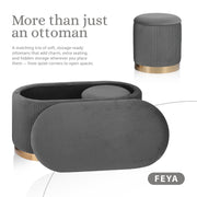 3 Piece Set Storage Ottoman - Blanket Box Velvet Padded Bench Stool FAYE GREY V274-FT-VR-162VA-GY3
