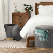 3 Piece Set Storage Ottoman - Blanket Box Velvet Padded Bench Stool FAYE GREY V274-FT-VR-162VA-GY3