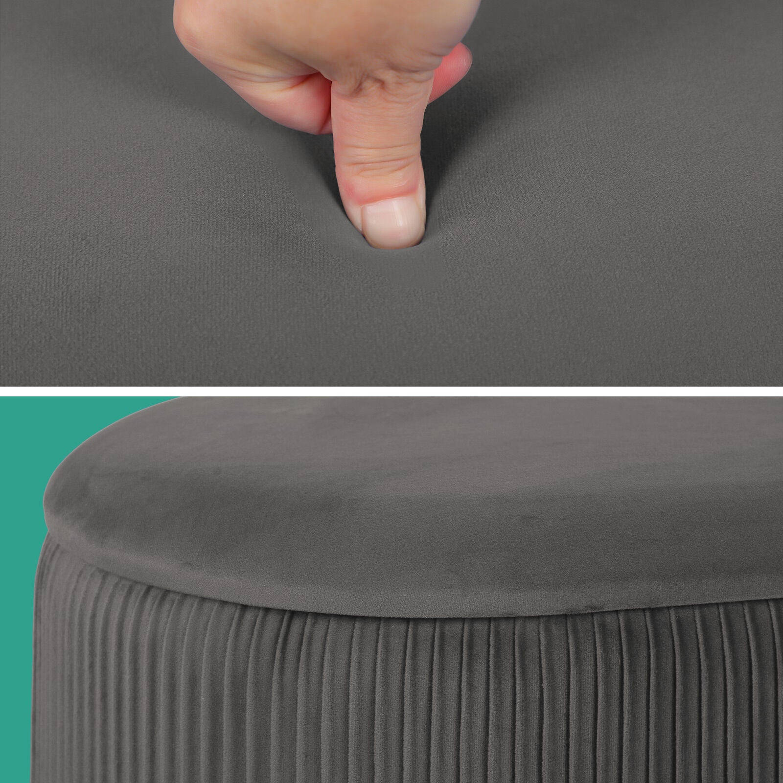 3 Piece Set Storage Ottoman - Blanket Box Velvet Padded Bench Stool FAYE GREY V274-FT-VR-162VA-GY3