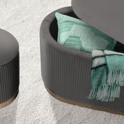 3 Piece Set Storage Ottoman - Blanket Box Velvet Padded Bench Stool FAYE GREY V274-FT-VR-162VA-GY3