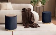 2X Side Table Storage Ottoman - Velvet Stool MIRA Black V274-FT-VR-205VASS-BK