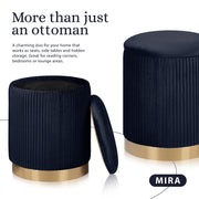 2X Side Table Storage Ottoman - Velvet Stool MIRA Black V274-FT-VR-205VASS-BK