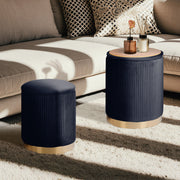 2X Side Table Storage Ottoman - Velvet Stool MIRA Black V274-FT-VR-205VASS-BK