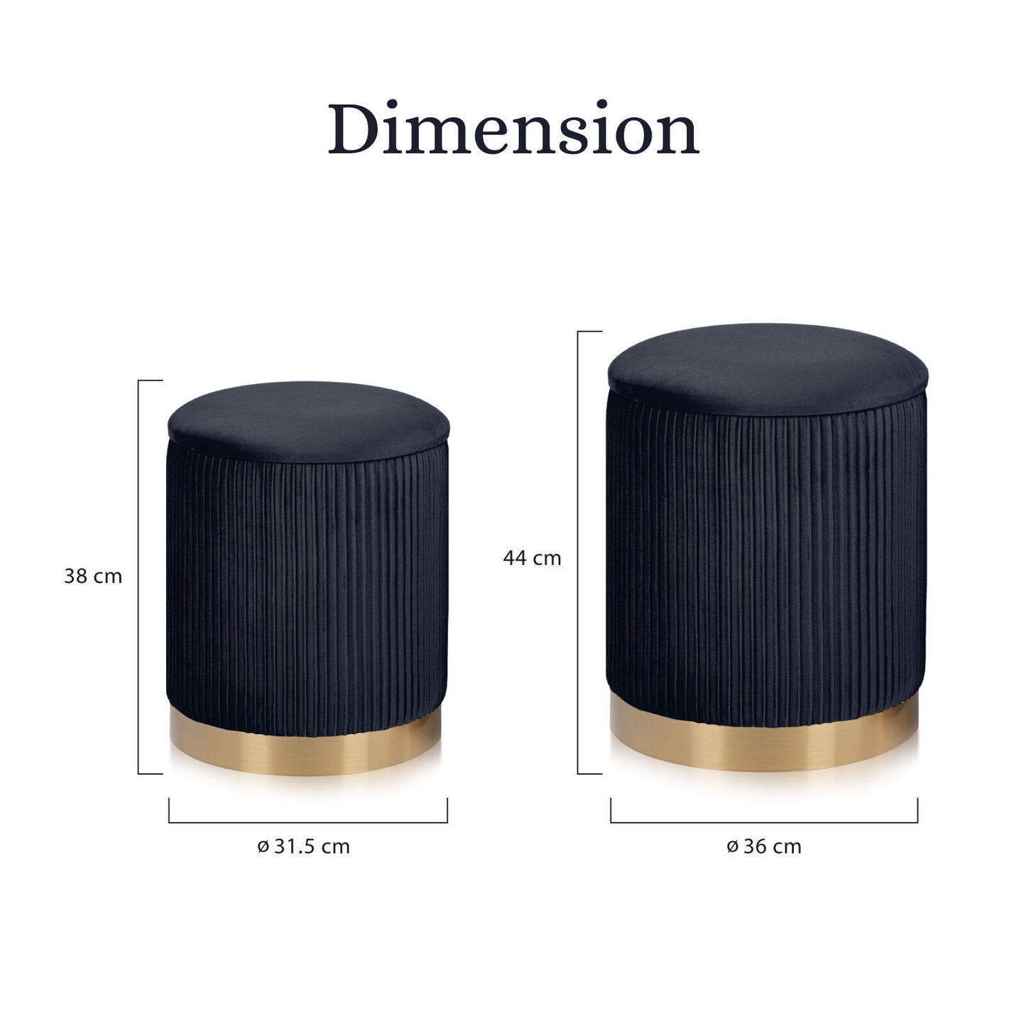 2X Side Table Storage Ottoman - Velvet Stool MIRA Black V274-FT-VR-205VASS-BK