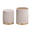 2X Side Table Storage Ottoman - Velvet Stool MIRA Cream V274-FT-VR-205VASS-CR
