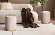 2X Side Table Storage Ottoman - Velvet Stool MIRA Cream V274-FT-VR-205VASS-CR