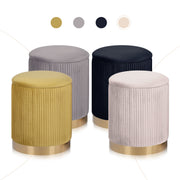 2X Side Table Storage Ottoman - Velvet Stool MIRA Cream V274-FT-VR-205VASS-CR