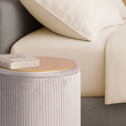 2X Side Table Storage Ottoman - Velvet Stool MIRA Cream V274-FT-VR-205VASS-CR