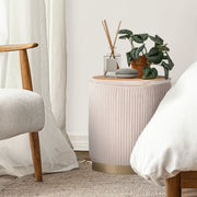2X Side Table Storage Ottoman - Velvet Stool MIRA Cream V274-FT-VR-205VASS-CR