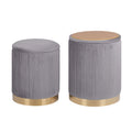 2X Side Table Storage Ottoman - Velvet Stool MIRA Grey V274-FT-VR-205VASS-GY