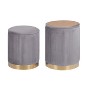 2X Side Table Storage Ottoman - Velvet Stool MIRA Grey V274-FT-VR-205VASS-GY