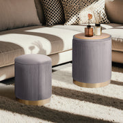 2X Side Table Storage Ottoman - Velvet Stool MIRA Grey V274-FT-VR-205VASS-GY