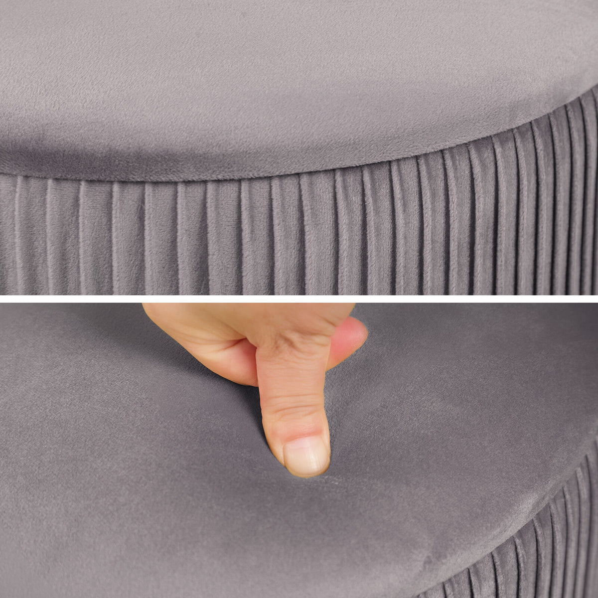 2X Side Table Storage Ottoman - Velvet Stool MIRA Grey V274-FT-VR-205VASS-GY