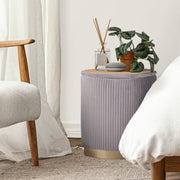 2X Side Table Storage Ottoman - Velvet Stool MIRA Grey V274-FT-VR-205VASS-GY