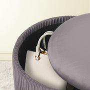 2X Side Table Storage Ottoman - Velvet Stool MIRA Grey V274-FT-VR-205VASS-GY