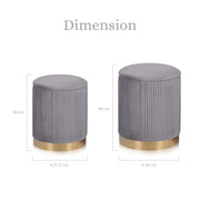 2X Side Table Storage Ottoman - Velvet Stool MIRA Grey V274-FT-VR-205VASS-GY