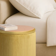 2X Side Table Storage Ottoman - Velvet Stool MIRA Mustard V274-FT-VR-205VASS-MY