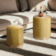 2X Side Table Storage Ottoman - Velvet Stool MIRA Mustard V274-FT-VR-205VASS-MY