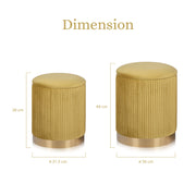 2X Side Table Storage Ottoman - Velvet Stool MIRA Mustard V274-FT-VR-205VASS-MY