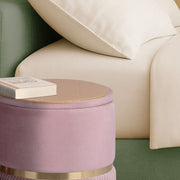 2X Side Table Storage Ottoman - Velvet Padded Stool Vanity Footstool REMI Pink V274-FT-VR-352VASS-PK