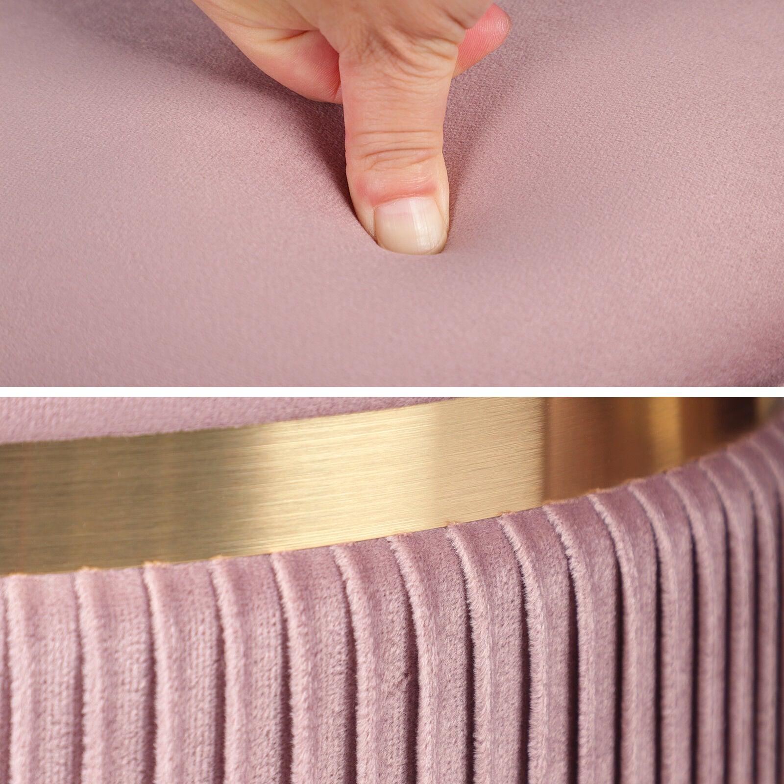 2X Side Table Storage Ottoman - Velvet Padded Stool Vanity Footstool REMI Pink V274-FT-VR-352VASS-PK
