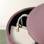 2X Side Table Storage Ottoman - Velvet Padded Stool Vanity Footstool REMI Pink V274-FT-VR-352VASS-PK